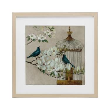 Imagem de Stupell Industries Impressão emoldurada de bétula floral Bluebird Menagerie sob vidro por Elaine Vollherbst, 40,6 x 40,6 cm