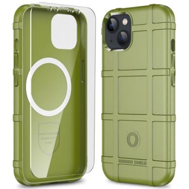 Imagem de LABILUS Rugged Shield Capa protetora tática magnética à prova de quedas de 2,4 m TPU grossa para MagSafe compatível com iPhone 13 (6,1 polegadas) - Verde exército
