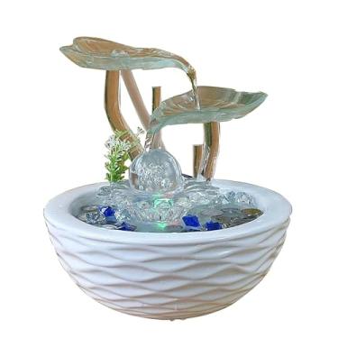 Imagem de Fonte de mesa pequena para interior, fonte de água de vidro de mesa com luz e bola de cristal Zen para casa, escritório, meditação