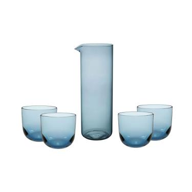 Imagem de Villeroy & Boch Conjunto de barras Like Ice Collection, jarra, capacidade de 1,119 g e 4 copos, capacidade de 350 ml, vidro borossilicato, azul