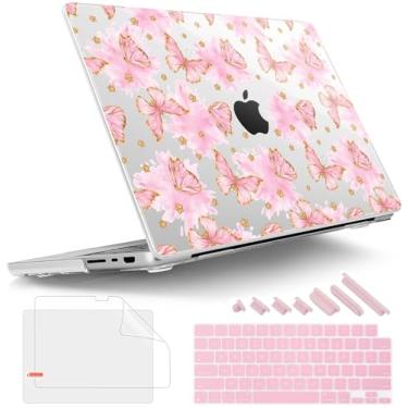 Imagem de Tuiklol Capa rígida para MacBook Pro de 14 polegadas versão 2024-2021 M4 A3112 A3401 A3185/M3 A2918 A2992/M2 A2779/M1 A2442 Pro/Max, capa rígida com capa de teclado e protetor de tela para Touch ID