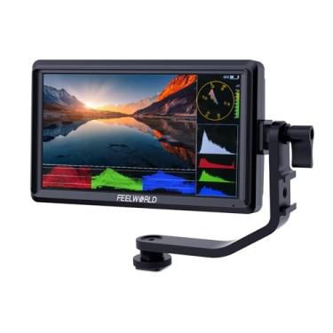 Imagem de FEELWORLD FW568S 15.2 cm DSLR Camera Field Monitor com Forma de Onda 3D LUT SDI 4K HDMI Entrada Saída Vídeo Peaking Focus Assist Pequeno 8,4V DC Inclui Braço de Inclinação