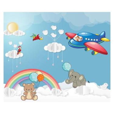 Imagem de Papel de Parede Adesivo Infantil Animais Céu Bebe Quarto - 508pcm - Al