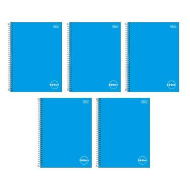Imagem de Kit com 5 Cadernos Universitário Espiral Tilibra com 96 Folhas Pautadas Zoom Azul Escolar Aula