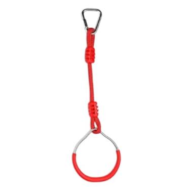 Imagem de Dynwave Argola de ginástica para crianças, pista de obstáculos, equipamento de escalada de macaco resistente para quintal, playground, área externa e interna, Vermelho