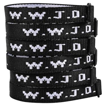 Imagem de Meajjew 6 peças WWJD pulseira cristã pacote para mulheres homens, presentes de Jesus cristão pulseiras WWJD ajustáveis a granel - What Would Jesus Do Wristbands, Fibra de poliéster, Sem Pedra Preciosa
