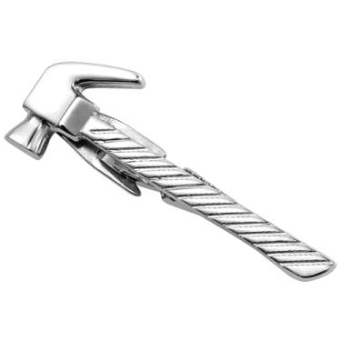 Imagem de HAWSON Prendedor de gravata masculino artesão martelo de 5 cm barra de gravata prata para casamento, eventos de construtor, oficinas, acessórios de padrinhos industriais e presentes profissionais