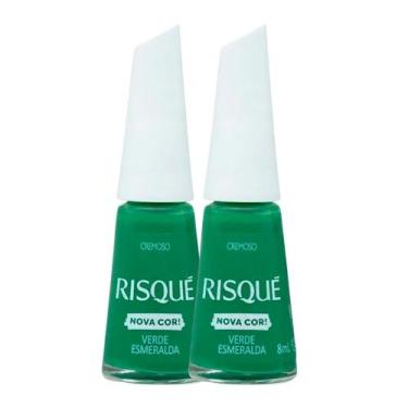 Imagem de Kit 2 Esmalte Risqué Cremoso Nova Cor Verde Esmeralda 8ml