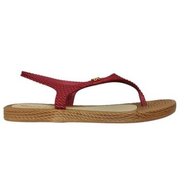 Imagem de Sandalia Rasteira Feminina Terra E Agua Conforto 260600, Vermelho escu