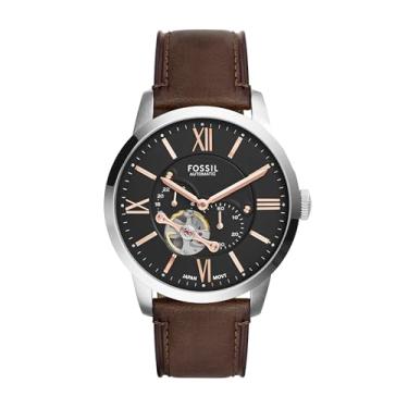 Imagem de Fossil Relógio masculino automático Townsman com movimento mecânico e mostrador esqueleto, Prateado, Relógio esqueleto