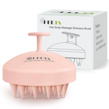 Imagem de Escova de shampoo Scalp Scrubber HEETA para crescimento de cabelo rosa