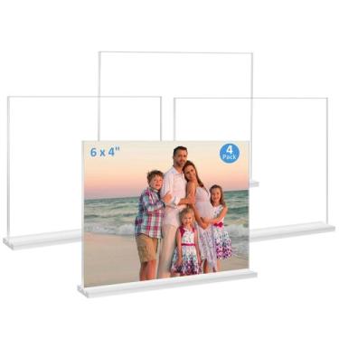 Imagem de Porta-retratos acrílico Douildhaiy 10x15cm, pacote com 4 unidades, tra
