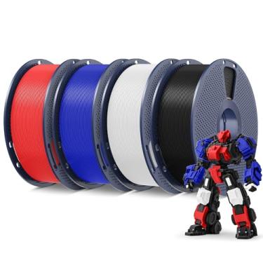 Imagem de SUNLU 4KG PLA Plus 3D Filamento 1,75mm, Filamento PLA+ Compatível com a Maioria das Impressoras FDM, Carretel de 1kg, Preto+ Branco+ Vermelho+Azul Klein