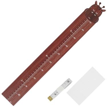 Imagem de Tabela de crescimento de madeira para parede, linda tabela de altura de madeira com escala dupla, régua de parede de medição de altura de criança fácil de instalar, sem broca, tabela de medidas de