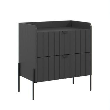 Imagem de Mesa De Cabeceira Com Gaveta Madeira Mdf 60cm Pés Aço Preto - Aprire M