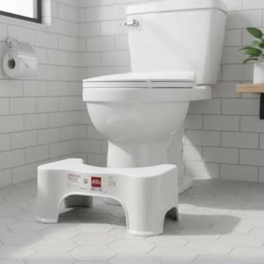 Imagem de Banquinho de Pés Auxiliar Apoio Vaso Sanitário Posição de Cócoras Privada Ergonômico Resistente Encaixe Universal Infantil Adulto Gestante Idosos