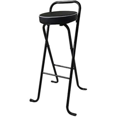 Imagem de Banqueta Alta Dobrável Com Estrutura De Aço Pu Assento Portátil Acolchoado Dobrável Para Café Da Manhã Banqueta De Cozinha Balcão Bar Cadeira Banqueta De Pesca Para Fác, C, 65