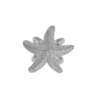 Imagem de Lenço de seda vintage estrela do mar com clipe para mulheres banhado a ouro/prata delicados slides faixa declaração fivela suporte cachecóis xaile acessórios de vestido elegante joias moda tamanho 11