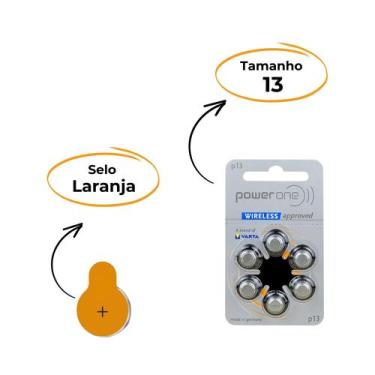 Imagem de 60 Pilhas Baterias Power One 13 PR48 para Aparelho Auditivo - 10 Carte