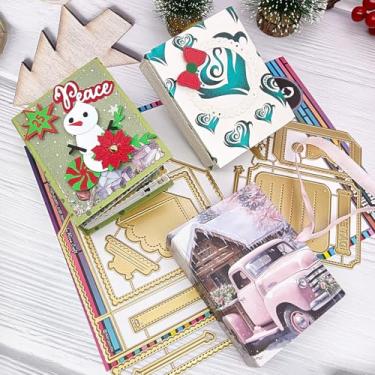 Imagem de Alinacutle Corte de metal de Natal cortado para embalagem de presente, papel artesanal, confecção de cartões, faça você mesmo, álbuns, álbuns, decoração de presentes de Natal (conjunto de capa de