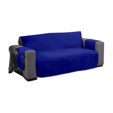 Imagem de Capa Para Sofá RetráTil 2 E 3 Lugares (1,00-2,20m) – Protetor ReclináVel Matelado Com Porta Objeto(Azul,2 Módulos (2,20m))