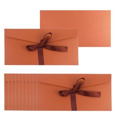Imagem de 50 envelopes de bronze com fecho de gravata borboleta, porta-cartões de felicitações de papel para convites, cartões postais, lembrancinhas de festa de casamento, cartões de visita, 21 x 10 cm