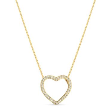 Imagem de Colar Coração com Pedras Zircônias – Semi Joia Banhada a Ouro 18k – Design Romântico e Elegante, Ideal para Presentear ou Usar em Ocasiões Especiais, Agregando Charme e Sofisticação ao Visual