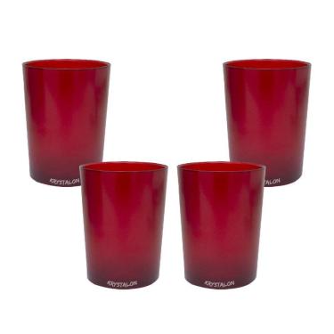 Imagem de Kit 4 copos short drink 200ml vermelho - policarbonato
