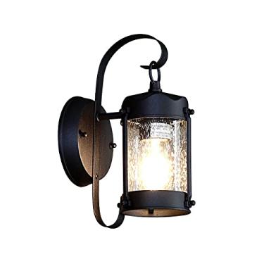 Imagem de Luminária de parede à prova d'água, luminária de parede rústica preta para área externa, luminária de parede para varanda IP54, abajur de vidro com sementes, luminária de parede externa para