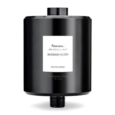 Imagem de Filterbaby Filtro de chuveiro Pro Series para água dura – alumínio titânio, remove 99% de cloro, cloramina e chumbo, filtro ecológico de longa duração para pele, cabelo, couro cabeludo e saúde – preto