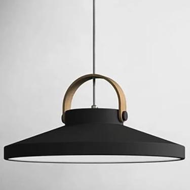 Imagem de Luminária pendente LED industrial preta com cúpula, lustre de 14,5" para ilha de cozinha, luminária de teto moderna para sala de jantar, sala de estar, hall de entrada, quarto