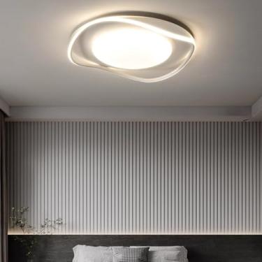 Imagem de Luminária de teto LED moderna com controle remoto 3000K-6000K, lâmpada de sala de estar, criatividade, design de curva acrílica, quarto, restaurante, decoração de quarto infantil (branco, 40