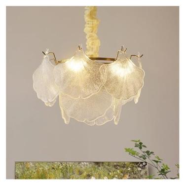 Imagem de Lustre de vidro estilo francês moderno LED compatível com sala de estar, quarto, sala de jantar, cozinha, arte, design romântico, luminárias pendentes, lâmpadas de lustre