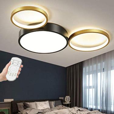 Imagem de Lâmpada de teto LED regulável com lustre de controle remoto Simplicidade moderna Iluminação de teto em acrílico Design criativo em círculo Luz de teto Quarto Sala de estar Sala de crianças L