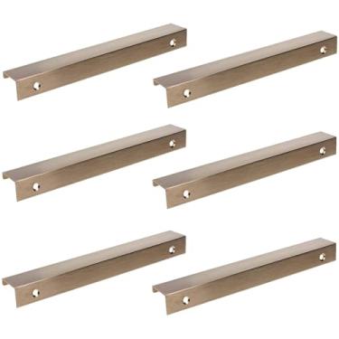 Imagem de LC LICTOP Puxadores de borda para armários, puxadores de aba de dedo de liga de alumínio de 19 cm, puxadores ocultos de gaveta para cozinha, cômoda, guarda-roupa, espaçamento de orifício de 16 cm, 6