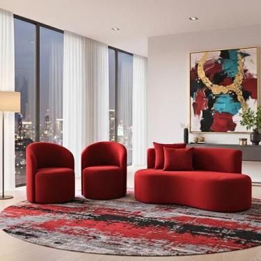 Imagem de Conjunto Decorativo 02 Poltronas + Sofá Curvo Orgânico Nature Gaia Sue