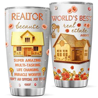 Imagem de CUBICER Caneca de viagem estilo joias corretor de imóveis com tampa copos isolados quente e frio citações inspiradoras frases engraçadas