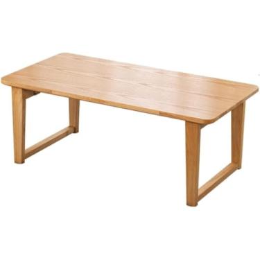 Imagem de Mesa de café dobrável de madeira de borracha, à prova d'água, espessada e estável, design ergonômico, mesa lateral para sala de estar, escritório em casa (cor: A, tamanho: 60 cm x 40 x 30 cm) (A 80 cm