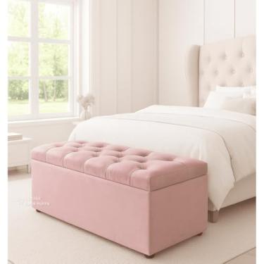 Imagem de VELUDO PÉ DE CAMA PORTA OBJETOS BRINQUEDOS ROUPAS CASA DECORAÇÃO SALA (VELUDO ROSA)