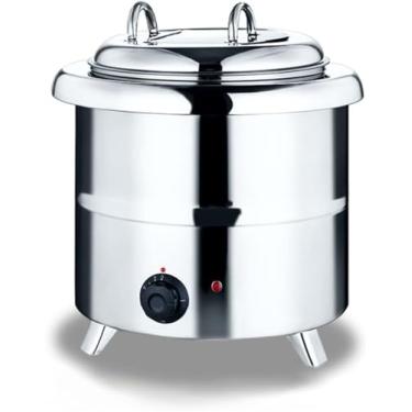 Imagem de Chaleira de sopa elétrica comercial 13L - Máquina de aquecimento de alimentos buffet portátil de aço inoxidável para restaurante - com panela interna removível e concha, B