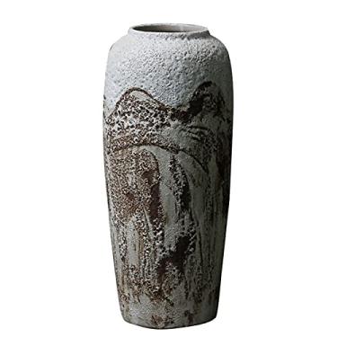 Imagem de CUTPOIY Vaso do chão ao teto, vaso de cerâmica retrô, flor artificial, flores frescas, vaso decorativo (26 * 60 cm)
