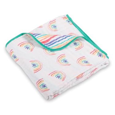 Imagem de LollyBanks Colcha de musselina para bebê, cobertor macio de 6 camadas 100% algodão para meninos e meninas, cobertor infantil grande de 118 x 119 cm, colcha durável para crianças, cobertores
