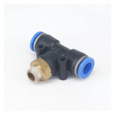 Imagem de WWECCQIJ 5 peças 1/20.3 cm macho ajuste 8 mm OD tubo PU tubo pneumático 3 vias push in conector de liberação rápida encaixe de ar