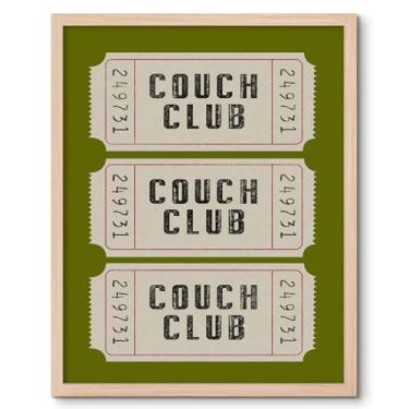 Imagem de C8BUSIS Decoração de parede em tela vintage Couch Club Ticket Poster Prints Trendy Wall Art Girly Painting Picture Modern Aesthetic Artwork for Dorm Preppy Bathroom Bedroom Office Home Decoration