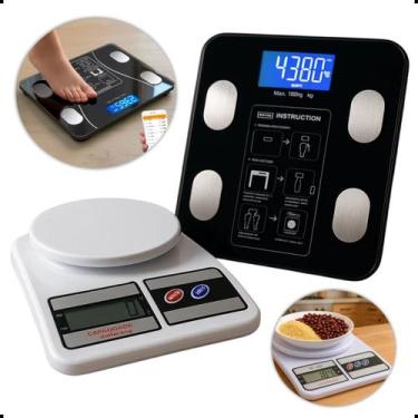 Imagem de Kit 2 Balanças Digital Cozinha Bioimpedância Para Dieta Nutrição Fitne