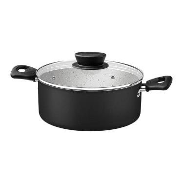 Imagem de Jogo de Panelas Tramontina Linz em Alumínio com Revestimento Interno e Externo em Antiaderente Starflon Max Preto 07 Peç