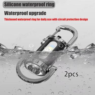 Imagem de KiBcsLic 2x Chaveiros lanternas LED Chaveiro Luzes Multifuncionais Lanterna de Bolso USB Recarregável para Passeio de Cachorro Emergência Casa