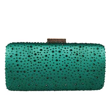 Imagem de Boutique De FGG Elegante bolsa feminina de cristal clutch formal para noite bolsas de casamento coquetel strass clutch bolsa, mini, Verde, Small
