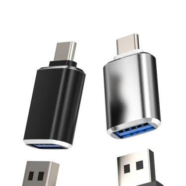 Imagem de Adaptador USB-C OTG USB-A fêmea para macho tipo C (pacote com 2 unidades) Conversor de plugue USB 3.0 para iPhone 16 15 Pro Max para iPad compatível com conector de transferência de dados Samsung