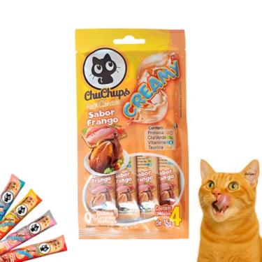 Imagem de Petisco Para Gatos ChuChups Cream Creamy Tubos de 15g Tipo Churu Truly Wanpy sem Corantes Sabores Frango, Atum, Salmão (Frango)